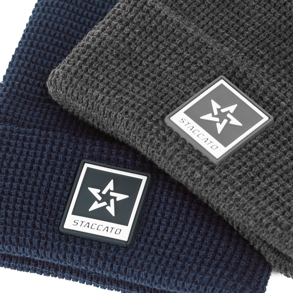 Staccato PVC Patch Waffle Knit Beanie